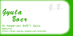 gyula boer business card